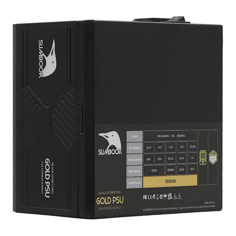 Fuente 1000W SLIMBOOK BLACK PRO ATX 3.1 PCIE 5.1 GOLD 80 PLUS