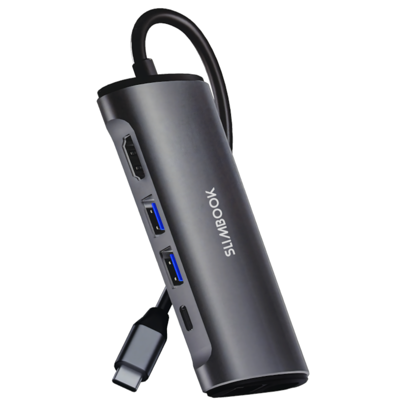 Mini-Docking 8en1 USB-C a HDMI 4K 60Hz PD Carga 100W RJ45 Gigalan (dongle hub)